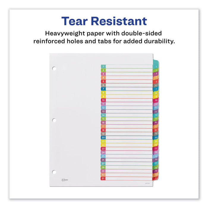 Customizable TOC Ready Index Multicolor Dividers, 1-31, Letter