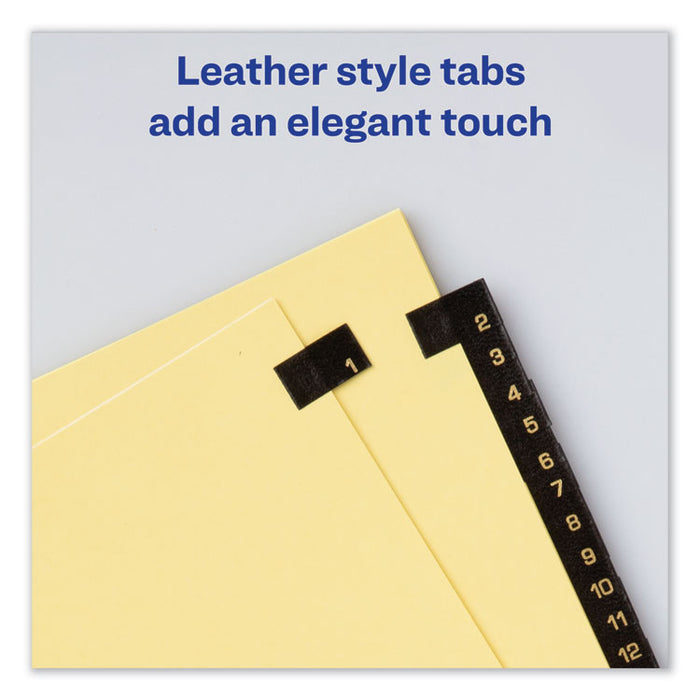 Preprinted Black Leather Tab Dividers w/Copper Reinforced Holes, 31-Tab, Letter