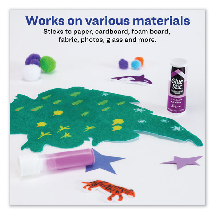 Permanent Glue Stic Value Pack, 0.26 oz, Applies Purple, Dries Clear, 18/Pack