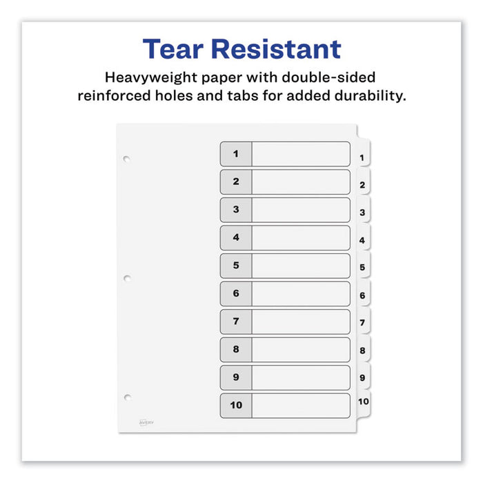 Customizable TOC Ready Index Black and White Dividers, 10-Tab, Letter