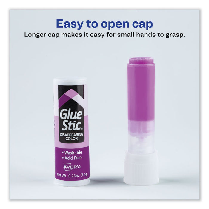 Permanent Glue Stic Value Pack, 0.26 oz, Applies Purple, Dries Clear, 18/Pack