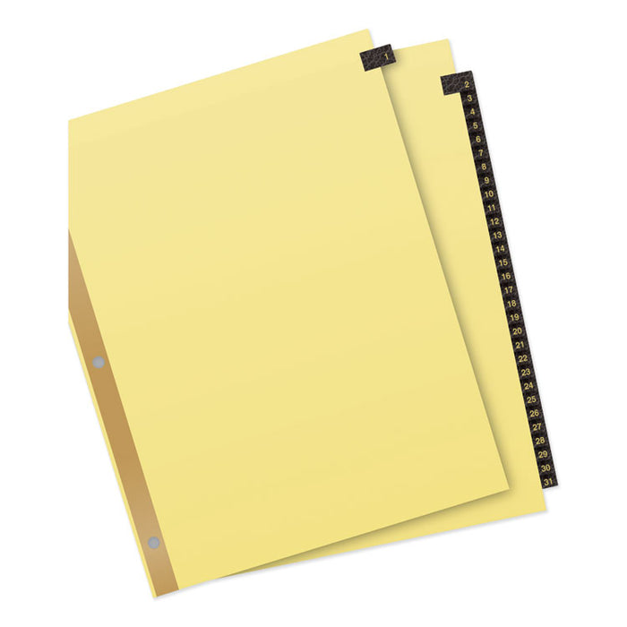 Preprinted Black Leather Tab Dividers w/Gold Reinforced Edge, 31-Tab, Ltr