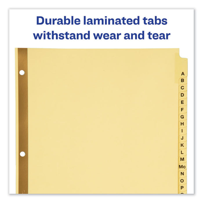 Preprinted Laminated Tab Dividers w/Gold Reinforced Binding Edge, 25-Tab, Letter