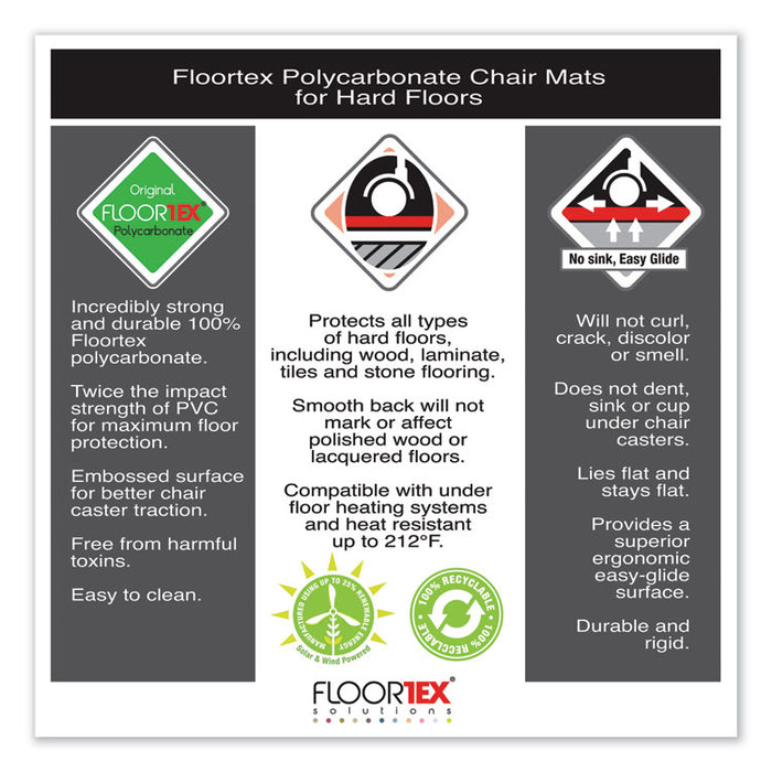 Cleartex Ultimat Polycarbonate Chair Mat for Hard Floors, 48 x 60, Clear