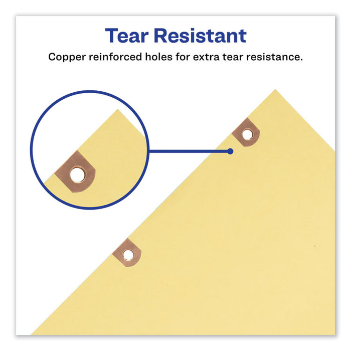 Preprinted Laminated Tab Dividers w/Copper Reinforced Holes, 12-Tab, Letter