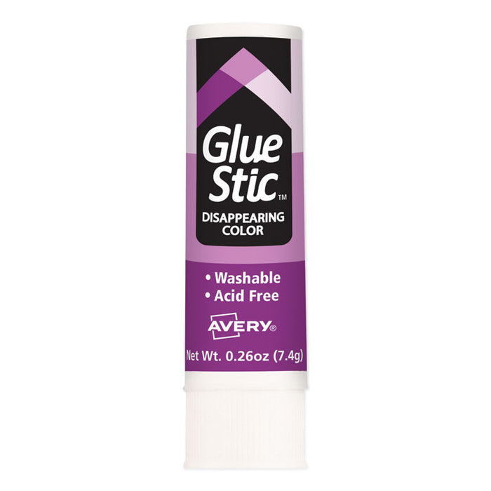 Permanent Glue Stic Value Pack, 0.26 oz, Applies Purple, Dries Clear, 18/Pack