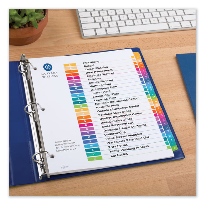 Customizable TOC Ready Index Multicolor Dividers, 26-Tab, Letter