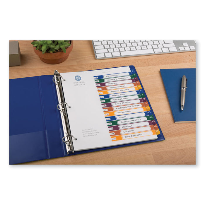 Customizable Table of Contents Ready Index Dividers with Multicolor Tabs, 15-Tab, 1 to 15, 11 x 8.5, Translucent, 1 Set