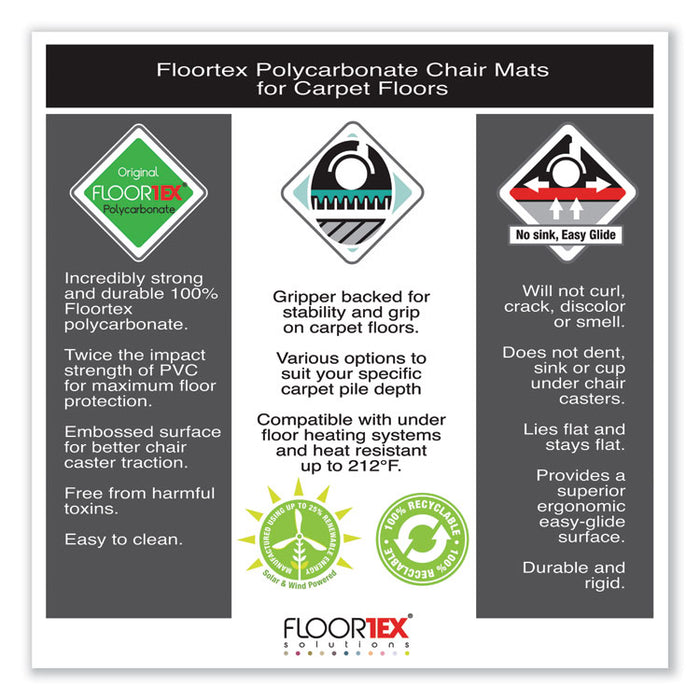 Cleartex Ultimat Chair Mat for High Pile Carpets, 35 x 47, Clear