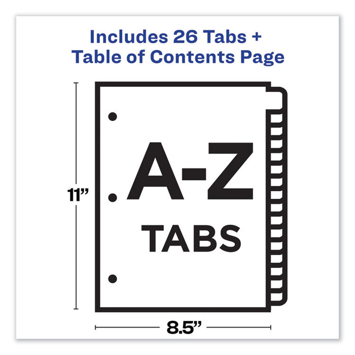 Customizable TOC Ready Index Multicolor Dividers, A-Z, Letter