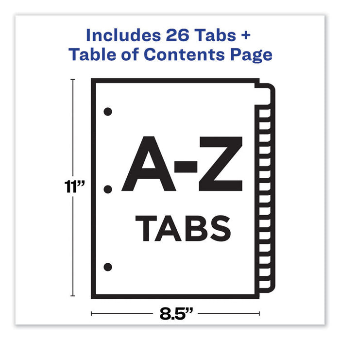 Customizable TOC Ready Index Multicolor Dividers, A-Z, Letter