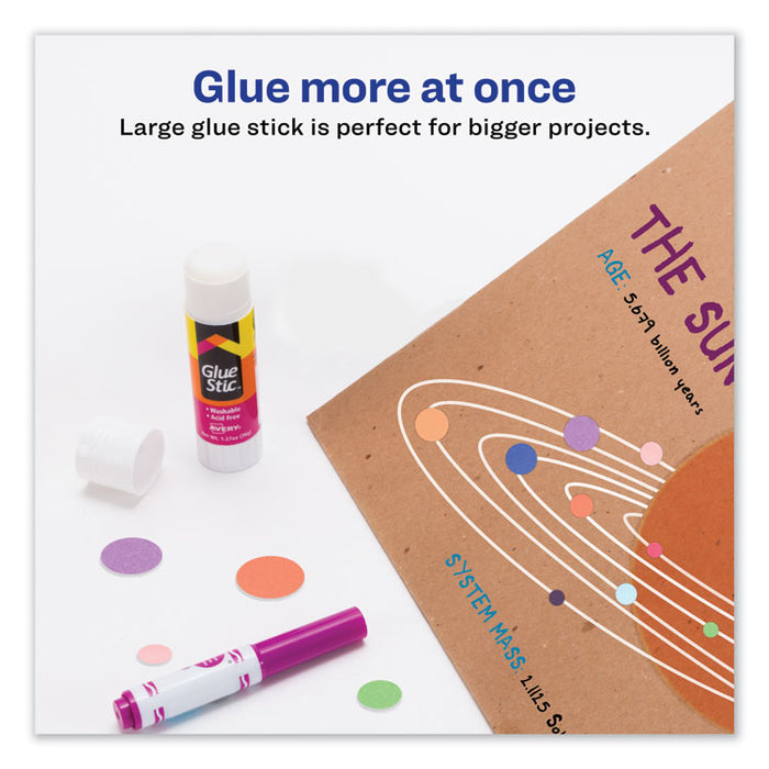 Permanent Glue Stic Value Pack, 1.27 oz, Applies White, Dries Clear, 6/Pack