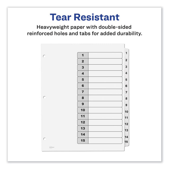 Customizable TOC Ready Index Black and White Dividers, 15-Tab, Letter