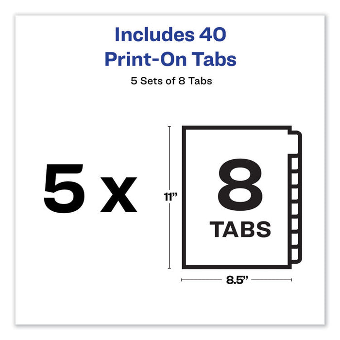 Customizable Print-On Dividers, 8-Tab, Letter, 5 Sets