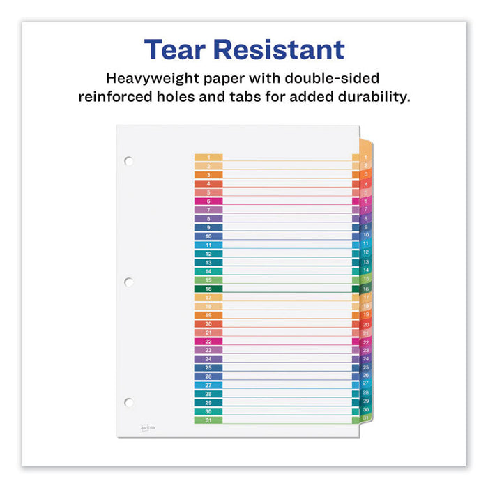 Customizable TOC Ready Index Multicolor Dividers, 31-Tab, Letter