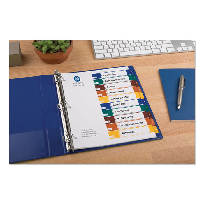 Ready Index Customizable Table of Contents, Asst Dividers, 10-Tab, Ltr, 6 Sets