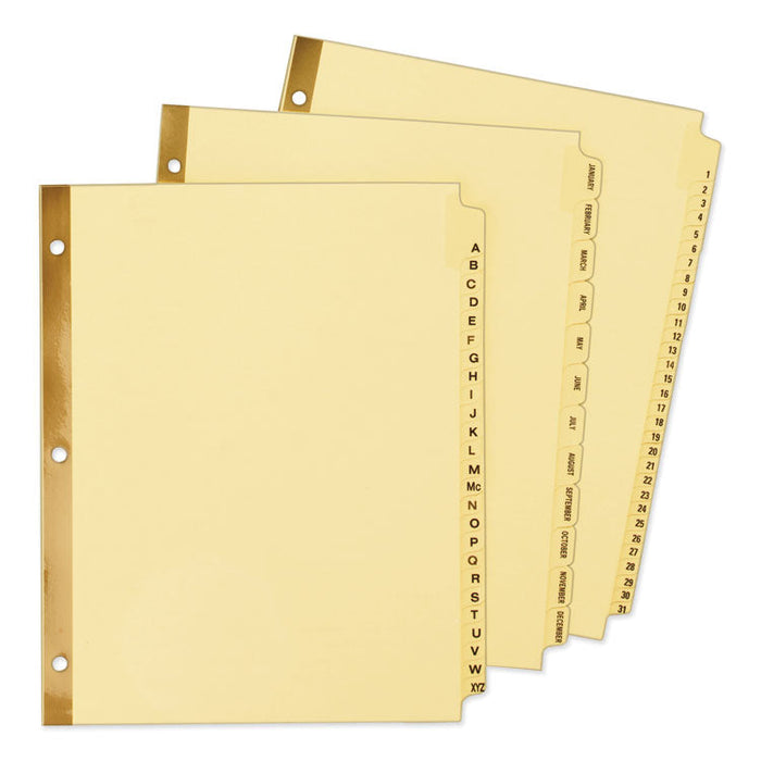 Preprinted Laminated Tab Dividers w/Gold Reinforced Binding Edge, 12-Tab, Letter
