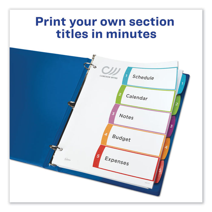 Customizable TOC Ready Index Multicolor Dividers, 1-5, Letter