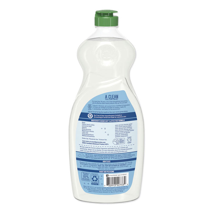 Natural Dishwashing Liquid, Free and Clear, 25 oz Bottle, 12/Carton