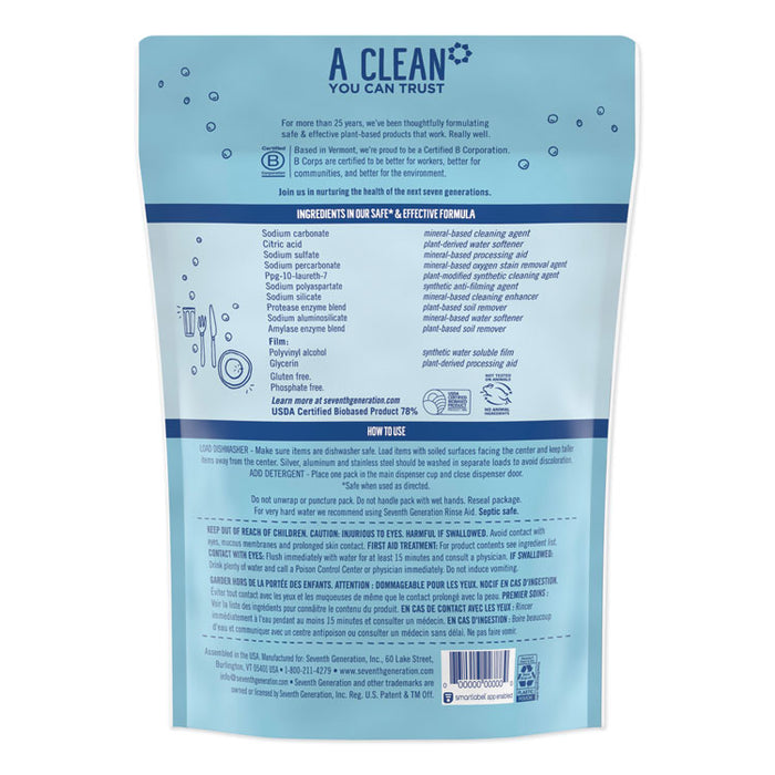 Natural Dishwasher Detergent Concentrated Packs, 20/Pack, 12 Packs/Carton