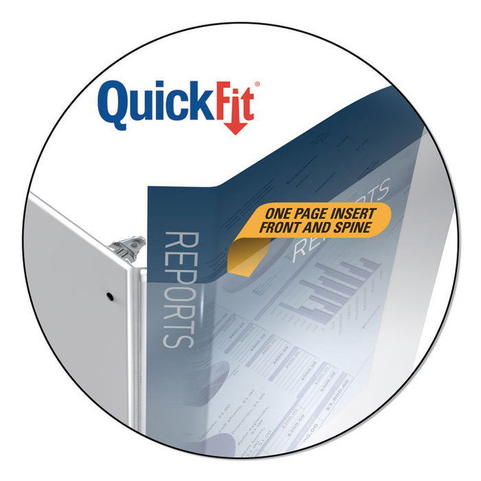 QuickFit Landscape Spreadsheet Round Ring View Binder, 3 Rings, 1" Capacity, 14 x 8.5, White