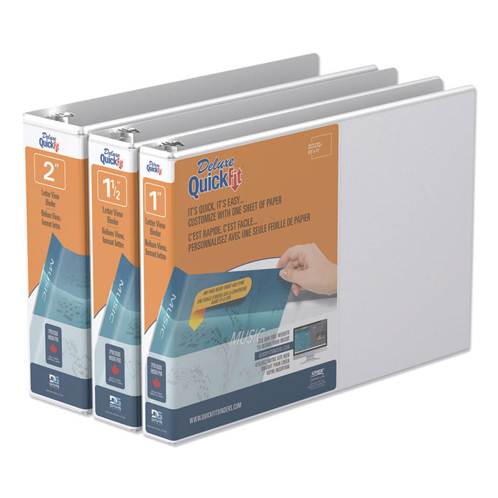 QuickFit Landscape Spreadsheet Round Ring View Binder, 3 Rings, 1.5" Capacity, 11 x 8.5, White
