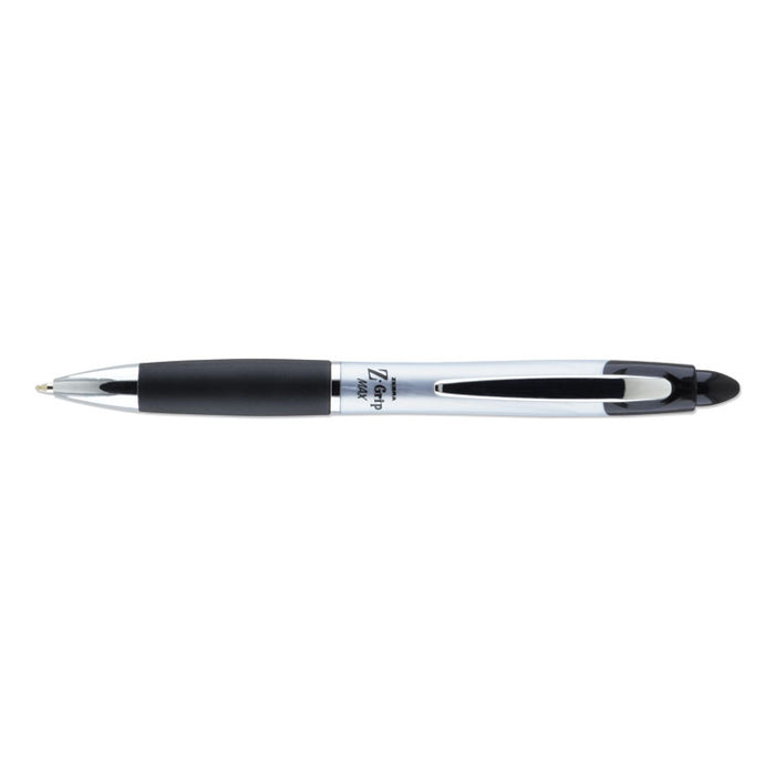 Z-Grip MAX Ballpoint Pen, Retractable, Medium 1 mm, Black Ink, Silver Barrel, 12/Pack
