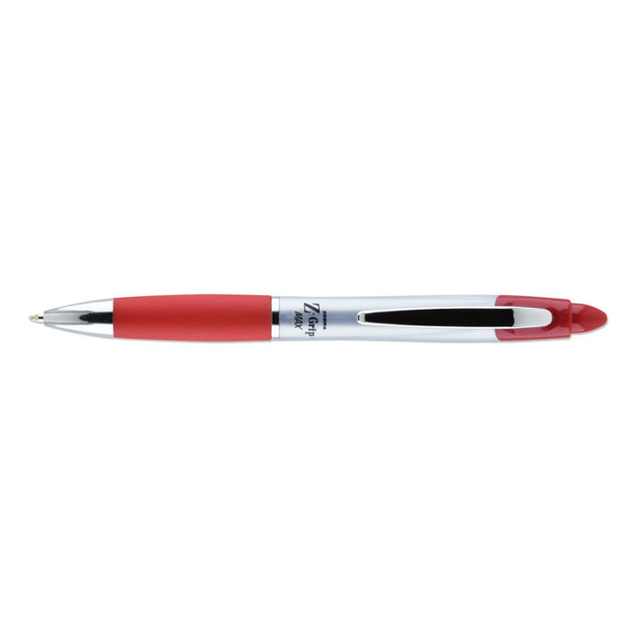 Z-Grip MAX Retractable Ballpoint Pen, Medium 1mm, Red Ink, Silver Barrel, Dozen