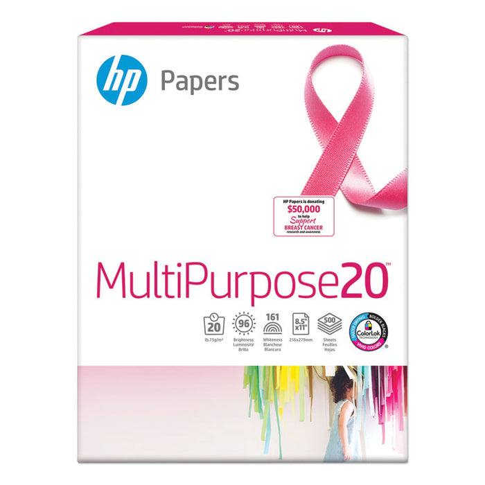 MultiPurpose20 Paper, 96 Bright, 20 lb Bond Weight, 8.5 x 11, White, 500 Sheets/Ream, 10 Reams/Carton