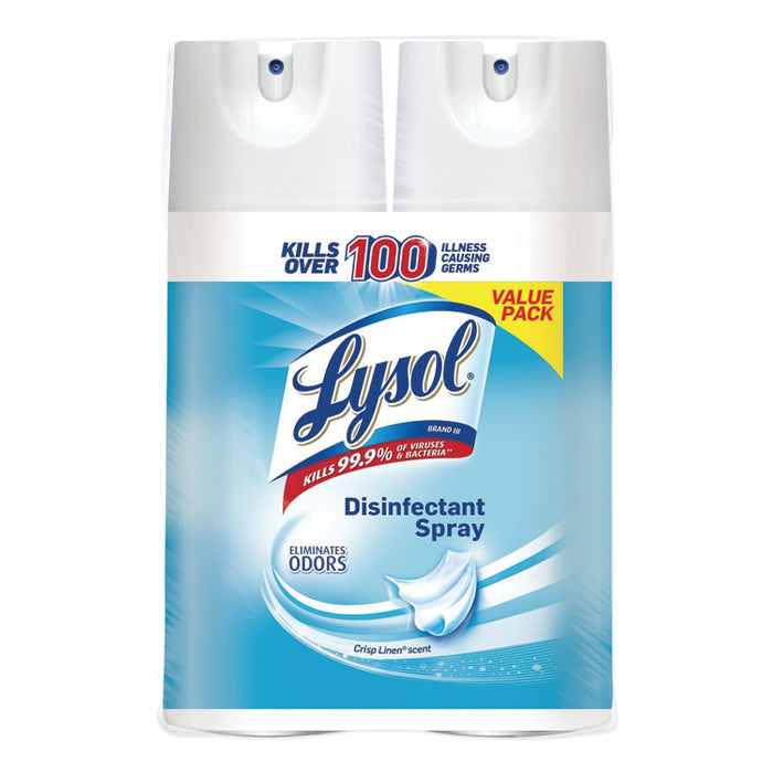 Disinfectant Spray, Crisp Linen, 12.5 oz Aerosol, 2/Pack, 6 Pack/Carton
