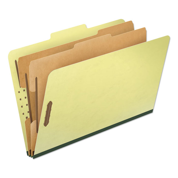 Four-, Six-, and Eight-Section Pressboard Classification Folders, 2 Dividers, Embedded Fasteners, Legal, Apple Green, 10/Box