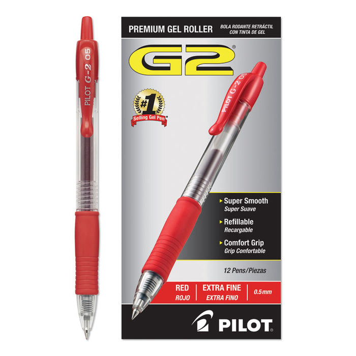 G2 Premium Retractable Gel Pen, 0.5mm, Red Ink, Smoke Barrel, Dozen