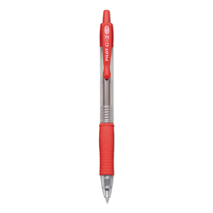 G2 Premium Gel Pen Convenience Pack, Retractable, Extra-Fine 0.38 mm, Red Ink, Clear/Red Barrel