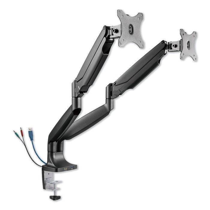 AdaptivErgo Heavy-Duty Articulating Dual Monitor Arm with USB and Audio, 30", Black