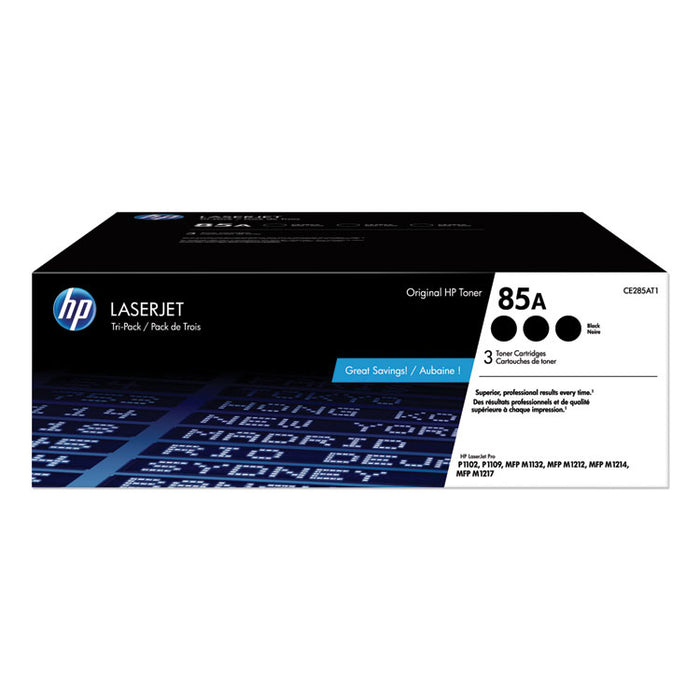 HP 85A, (CE285A-T) 3-Pack Black Original LaserJet Toner Cartridges