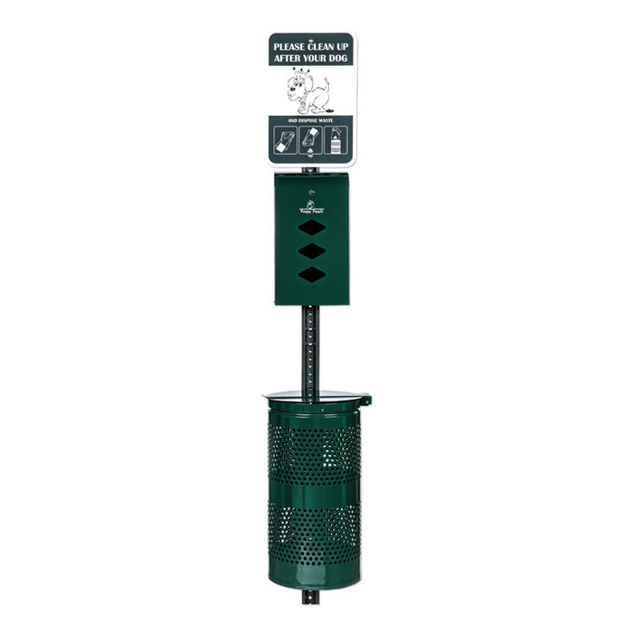 Monarch Pet Waste Station, 12 x 14 x 96, Hunter Green