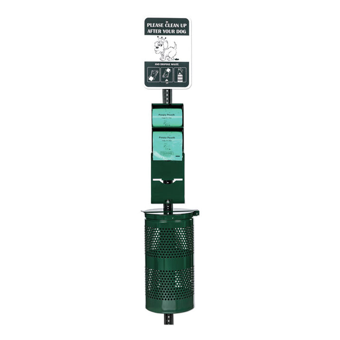 Imperial Pet Waste Station, 12 x 14 x 96, Hunter Green