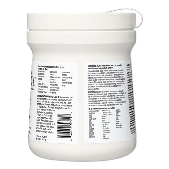 EZ-Kill Quat Alcohol Cleaner Disinfectant Wipes, 10 x 10, 65/Canister, 12 Canisters/Carton