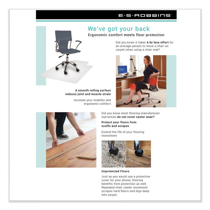 EverLife Light Use Chair Mat for Flat Pile Carpet, Rectangular, 36" x 44", Clear