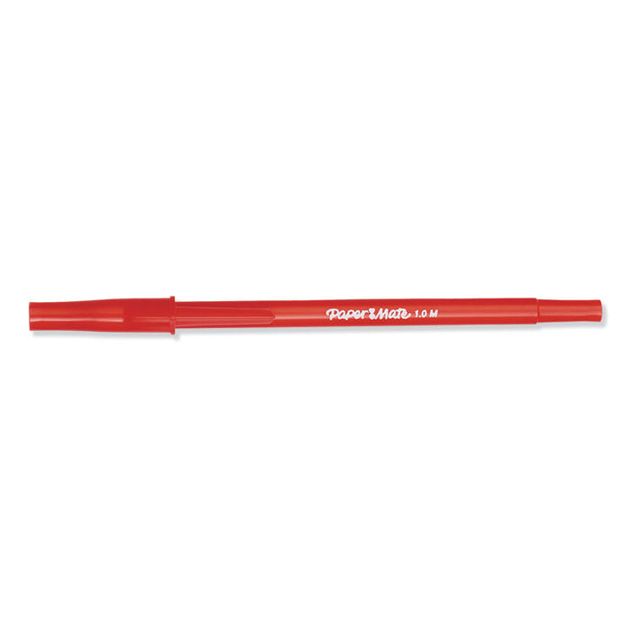 Write Bros. Ballpoint Pen, Stick, Medium 1 mm, Red Ink, Red Barrel, Dozen