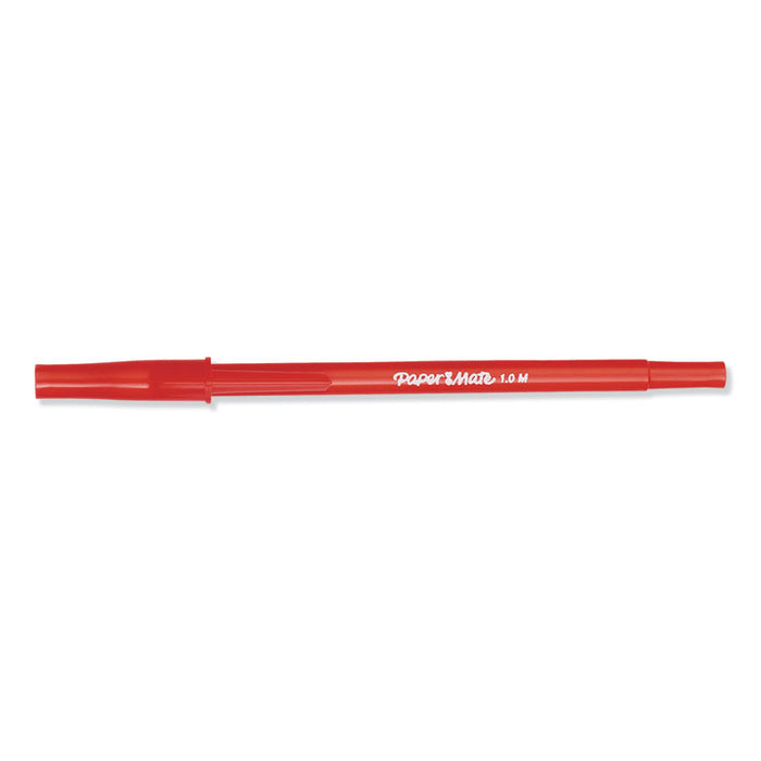 Write Bros. Ballpoint Pen, Stick, Medium 1 mm, Red Ink, Red Barrel, Dozen