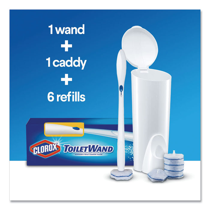 Toilet Wand Disposable Toilet Cleaning Kit: Handle, Caddy & Refills, White