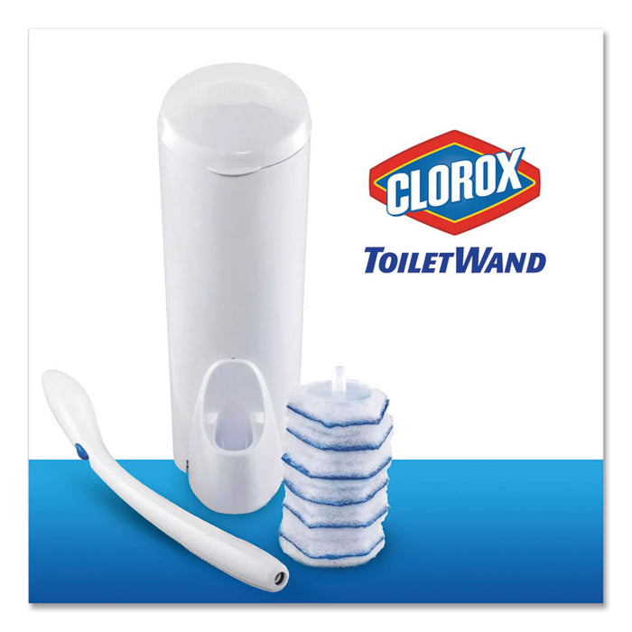 Toilet Wand Disposable Toilet Cleaning Kit: Handle, Caddy & Refills, White