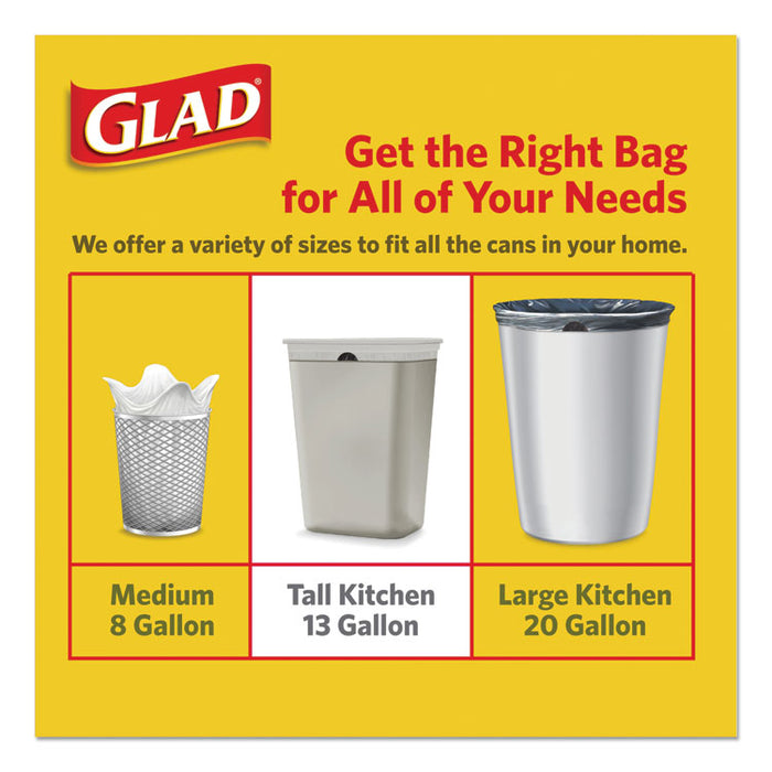 Tall Kitchen Drawstring Trash Bags, 13 gal, 0.72 mil, 24" x 27.38", Gray, 400/Carton