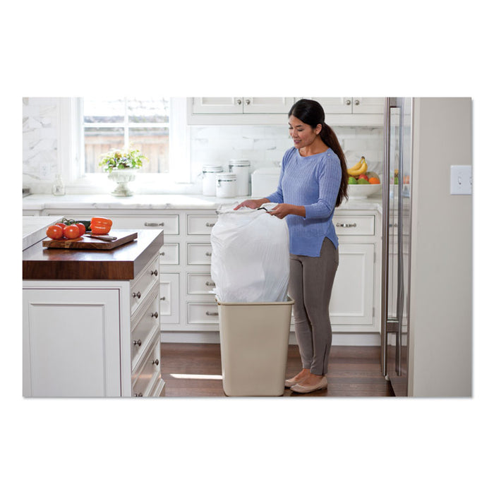 ForceFlexPlus OdorShield Tall Kitchen Drawstring Trash Bags, 13 gal, 0.9 mil, 24" x 28", White, 204/Carton