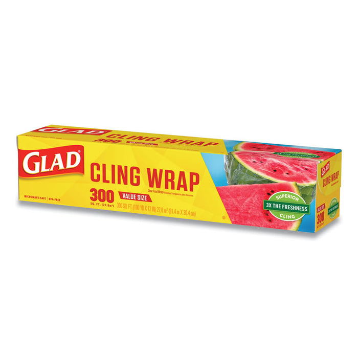 Cling Wrap Plastic Wrap, 300 Square Foot Roll, Clear, 12/Carton