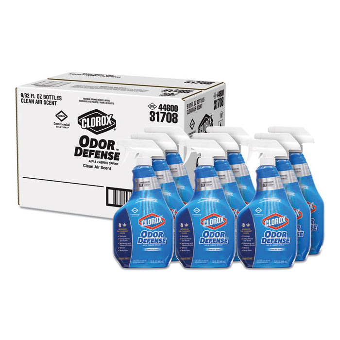 Commercial Solutions Odor Defense Air/Fabric Spray, Clean Air, 32 oz Bottle, 9/Carton