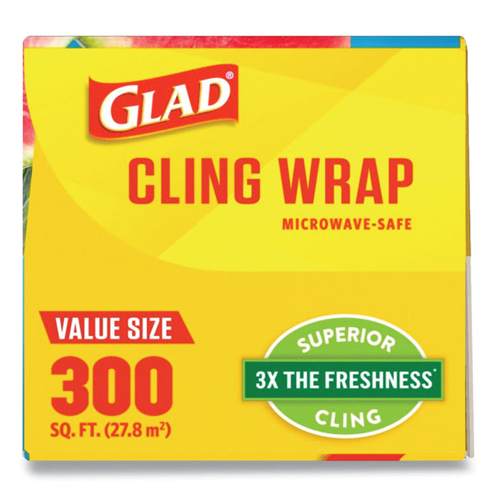 Cling Wrap Plastic Wrap, 300 Square Foot Roll, Clear, 12/Carton