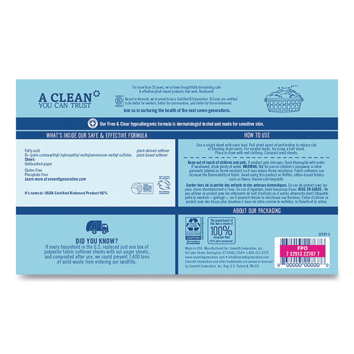 Natural Fabric Softener Sheets, Unscented, 80/Box