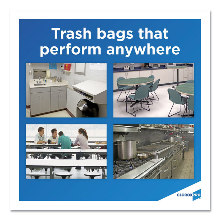 ForceFlexPlus Tall Kitchen Drawstring Trash Bags, 13 gal, 0.72 mil, 23.75" x 24.88", White, 100/Box